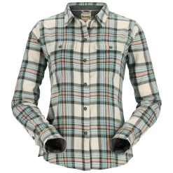 Simms Women's Santee Flannel LS Shirt -Best Fishing Sale 222 simms womens santee flannel ls shirt seafoam camp plaid 01