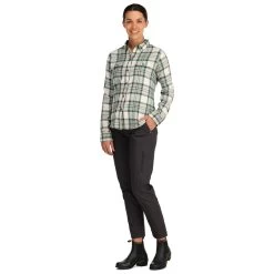 Simms Women's Santee Flannel LS Shirt -Best Fishing Sale 222 simms womens santee flannel ls shirt seafoam camp plaid 02