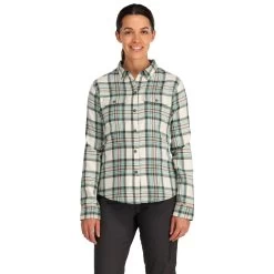 Simms Women's Santee Flannel LS Shirt -Best Fishing Sale 222 simms womens santee flannel ls shirt seafoam camp plaid 03