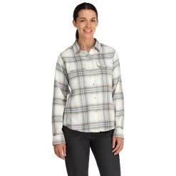 Simms Women's Santee Flannel LS Shirt -Best Fishing Sale 222 simms womens santee flannel ls shirt soft rose camp plaid 03