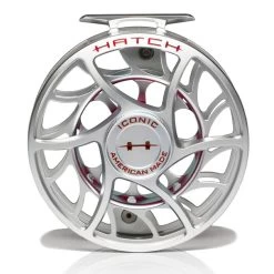 Hatch Iconic 11 Plus Fly Reel -Best Fishing Sale Iconic11PlusReelClearRedLargeArborFront