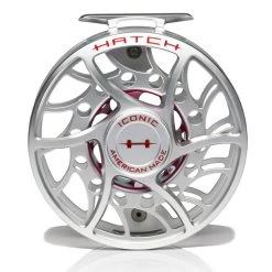 Hatch Iconic 11 Plus Fly Reel -Best Fishing Sale Iconic11PlusReelClearRedMidArborFront
