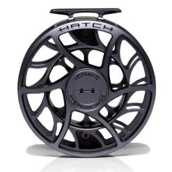 Hatch Iconic 11 Plus Fly Reel -Best Fishing Sale Iconic11PlusReelGreyBlackLargeArborFront
