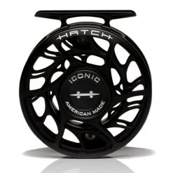 Hatch Iconic 3 Plus Fly Reel -Best Fishing Sale Iconic3PlusReelBlackSilverLargeArborFront