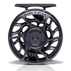 Hatch Iconic 3 Plus Fly Reel -Best Fishing Sale Iconic3PlusReelGreyBlackLargeArborFront