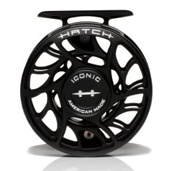 Hatch Iconic 4 Plus Fly Reel -Best Fishing Sale Iconic4PlusReelBlackSilverLargeArborFront