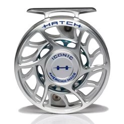 Hatch Iconic 4 Plus Fly Reel -Best Fishing Sale Iconic4PlusReelClearBlueLargeArborFront