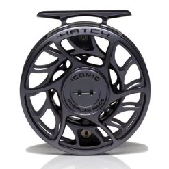 Hatch Iconic 4 Plus Fly Reel -Best Fishing Sale Iconic4PlusReelGreyBlackLargeArborFront