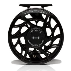 Hatch Iconic 7 Plus Fly Reel -Best Fishing Sale Iconic7PlusReelBlackSilverLargeArborFront