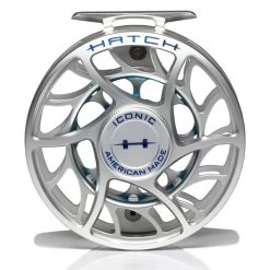 Hatch Iconic 9 Plus Fly Reel -Best Fishing Sale Iconic9PlusReelClearBlueLargeArborFront