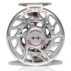 Hatch Iconic 9 Plus Fly Reel -Best Fishing Sale Iconic9PlusReelClearRedMidArborFront