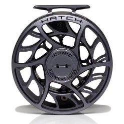 Hatch Iconic 9 Plus Fly Reel -Best Fishing Sale Iconic9PlusReelGreyBlackLargeArborFront